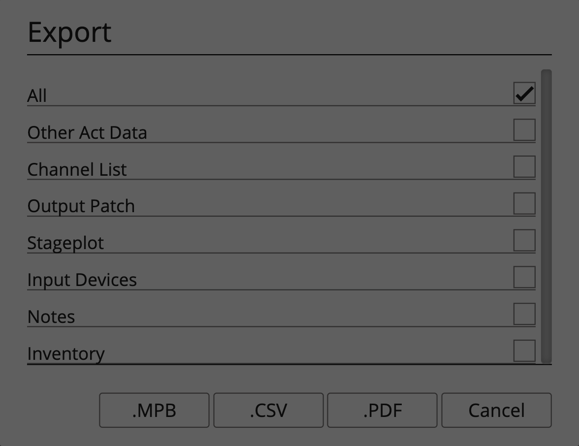 Act Export Data View
