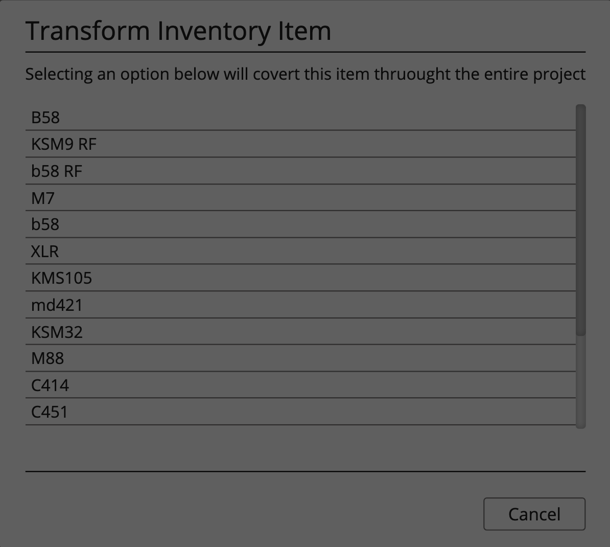 Transforming an inventory item